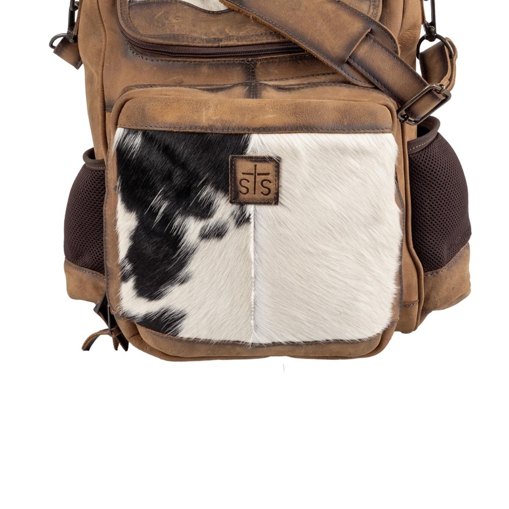 STS Ranchwear Brown and Black Backpack with Rustic Charm